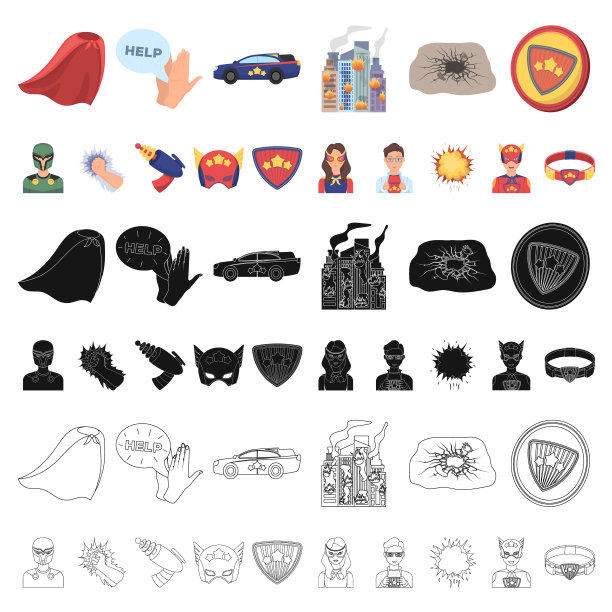 一个神奇的超级英雄卡通图标设置图片下载