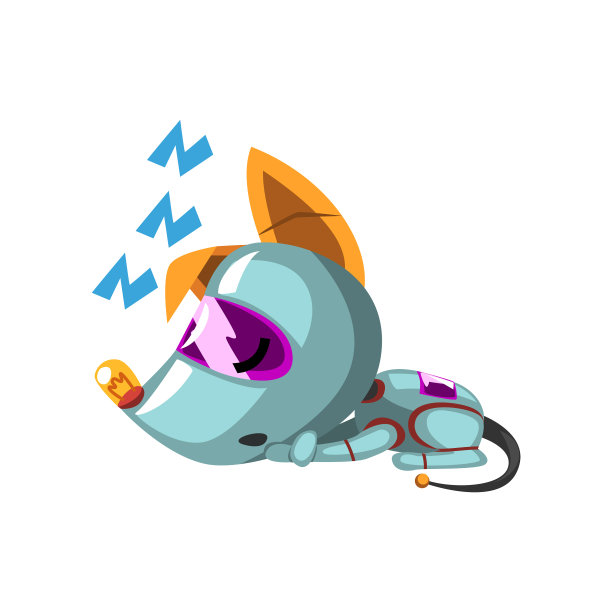 可爱的机器狗躺在地板上睡觉图片下载