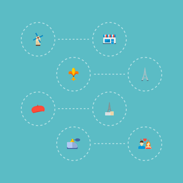 一套欧洲图标平风格符号与花图片下载