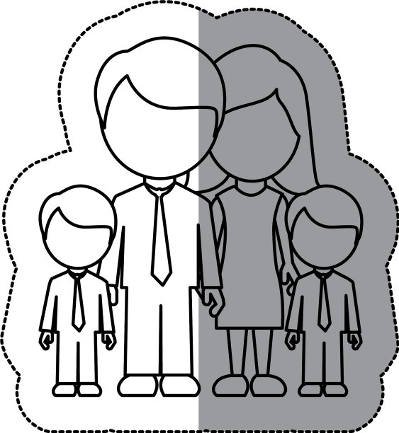 剪影家庭，他们的男孩双胞胎图标图片下载