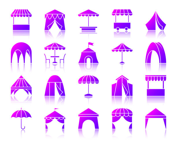 帐篷简单的渐变图标设置图片下载