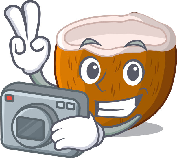 摄影师卡通饮料椰子上图片下载