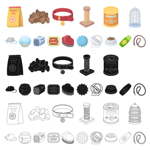 宠物商店卡通图标集合图片下载
