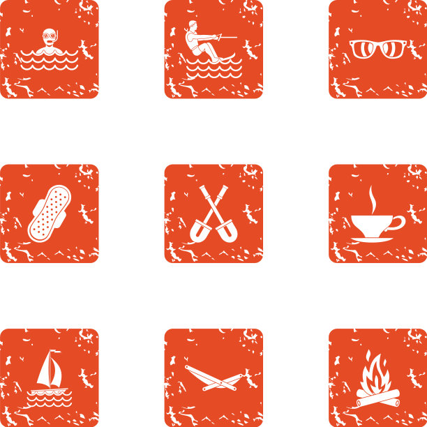 海岸放松图标设置垃圾摇滚风格图片下载