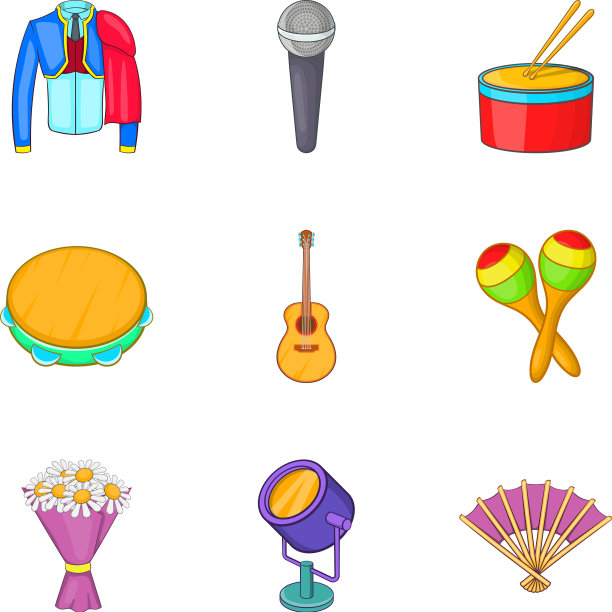 迪斯科图标设置卡通风格图片下载