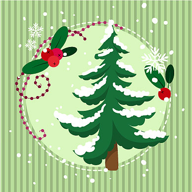 一张有雪和花楸树的贺卡也可以图片下载