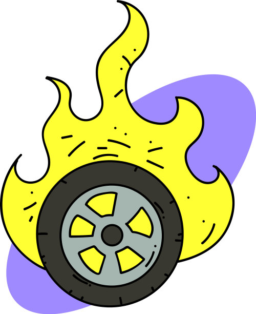 燃烧轮胎卡通形象图片下载