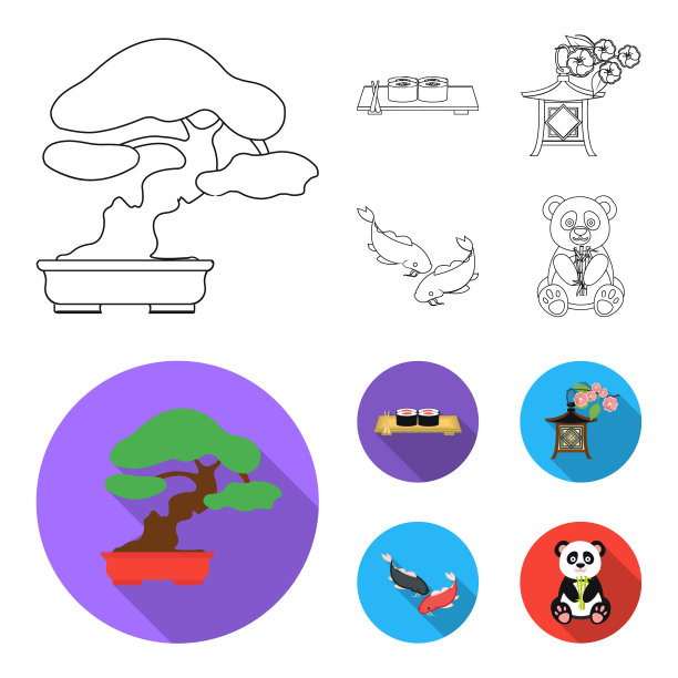 寿司，锦鲤，日本灯笼，熊猫，日本套装图片下载