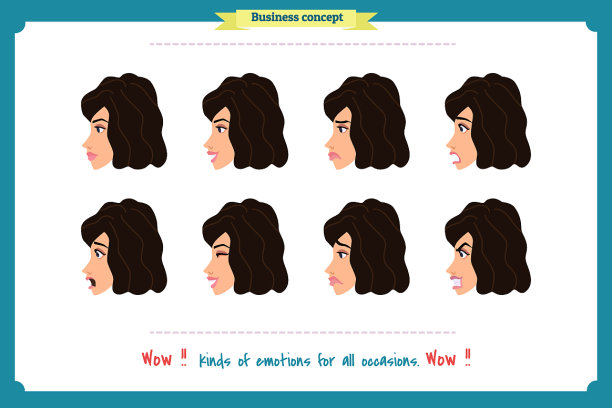一套女人表情孤立的女商人图片下载