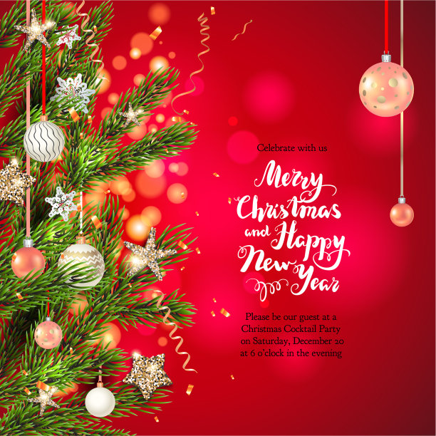 圣诞树装饰请柬图片下载