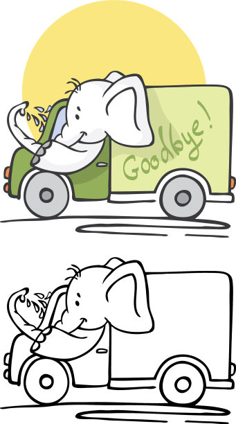 大象洗车和开车图片下载