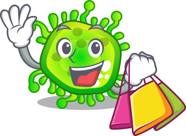 购物卡通微生物病毒细菌体内图片下载