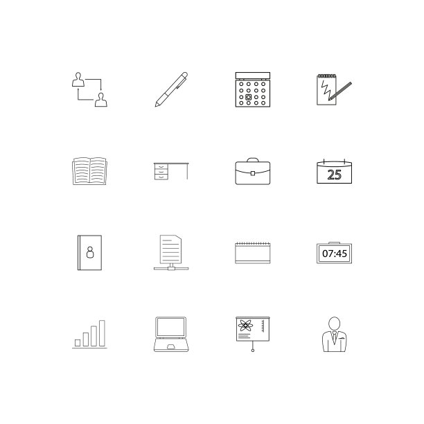 业务和办公室线性瘦图标集图片下载