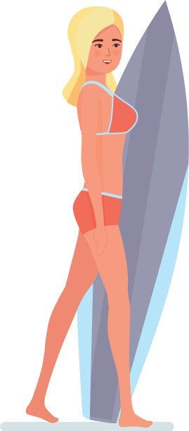 冲浪者侧身站着拿着冲浪板游泳图片下载