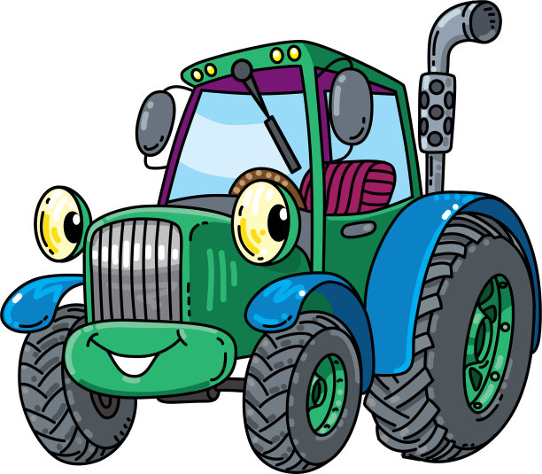 有趣的小拖拉机与眼睛图片下载