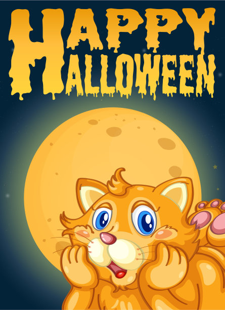 万圣节卡片模板上的猫图片下载