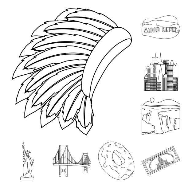 美国国家轮廓图标集合图片下载