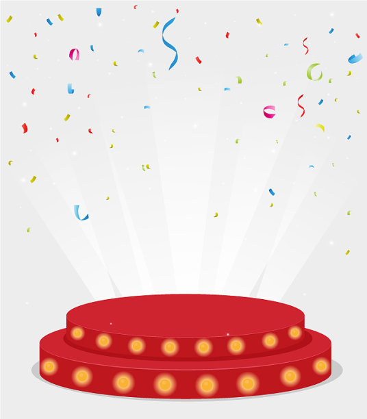 讲台上洒满了五颜六色的五彩纸屑图片下载