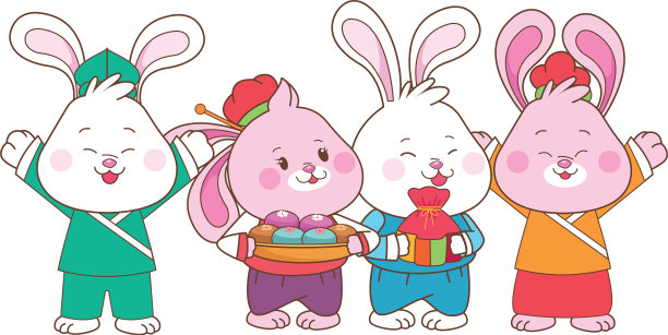 兔子庆祝中秋节的卡通片图片下载
