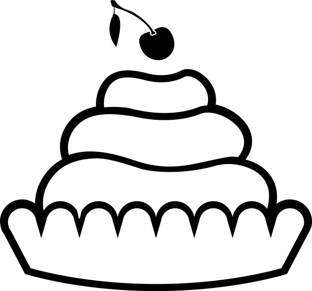 简单的奶油馅饼图标，上面有一颗樱桃图片下载