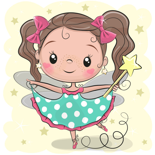 黄色背景上的可爱仙女图片下载