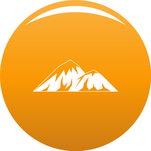 攀登山峰图标橙色图片下载