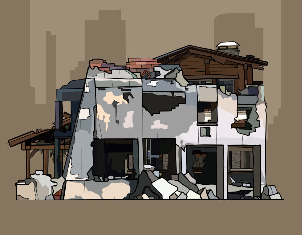 砖墙建筑的废墟图片下载