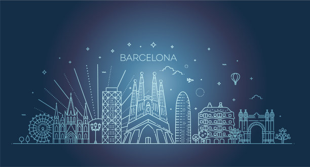 西班牙巴塞罗那的天际线图片下载