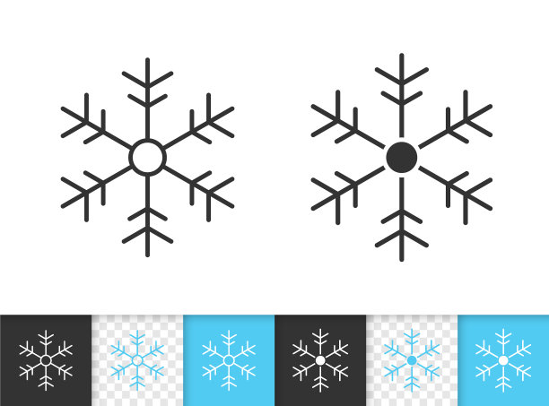 雪花简单的黑色线条图标图片下载