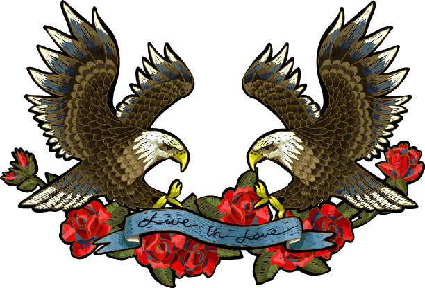 绣有玫瑰和鹰的象征图片下载