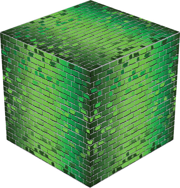一个立方体做了绿色的砖图片下载