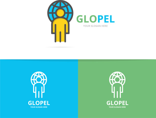 简单的人与行星标志设计模板图片下载