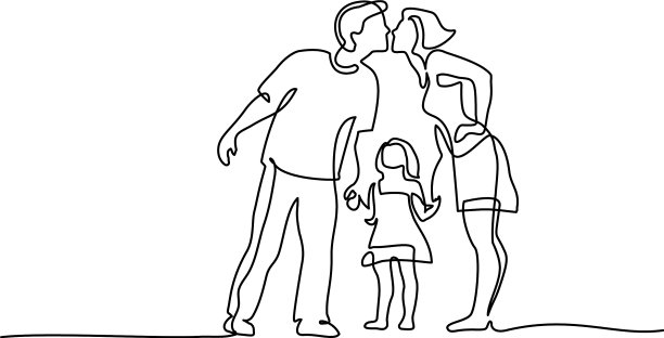 幸福的家庭，爸爸和妈妈亲吻女儿图片下载