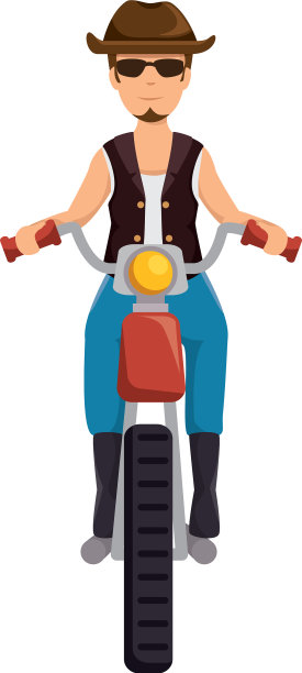 粗糙的摩托车手与帽子的化身角色图片下载