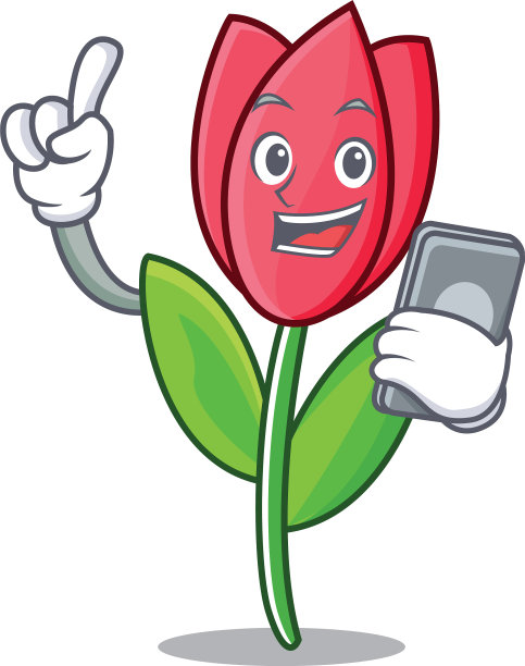 带有电话郁金香人物卡通风格图片下载