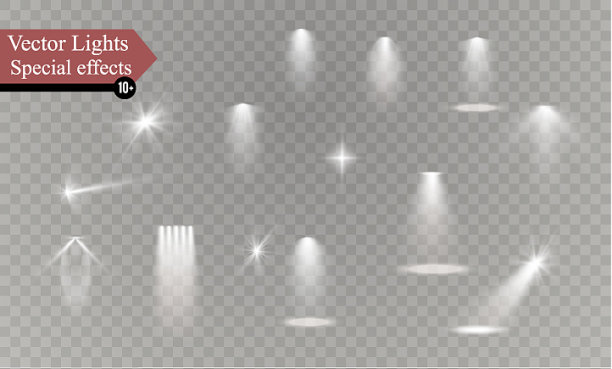 辉光孤立的白色透明光效果组图片下载