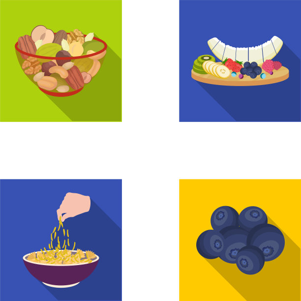 各种坚果，水果和其他食品的食品套装图片下载