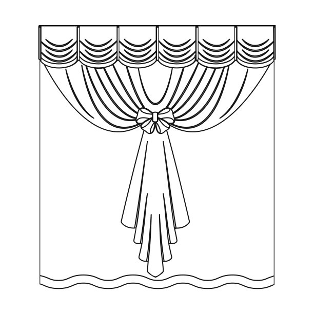 窗帘单图标在轮廓风格的窗帘图片下载