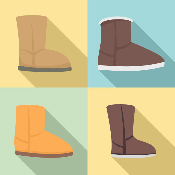 Ugg靴子图标设置平风格图片下载