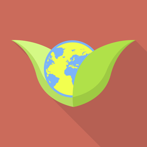 全球绿叶保护图标平面风格图片下载