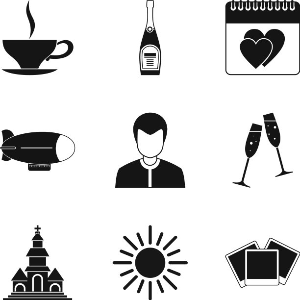 婚礼仪式图标设置简单的风格图片下载