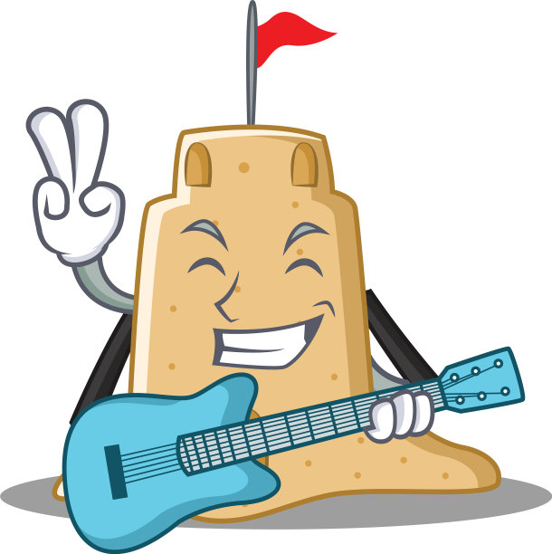 用吉他沙堡人物卡通风格图片下载