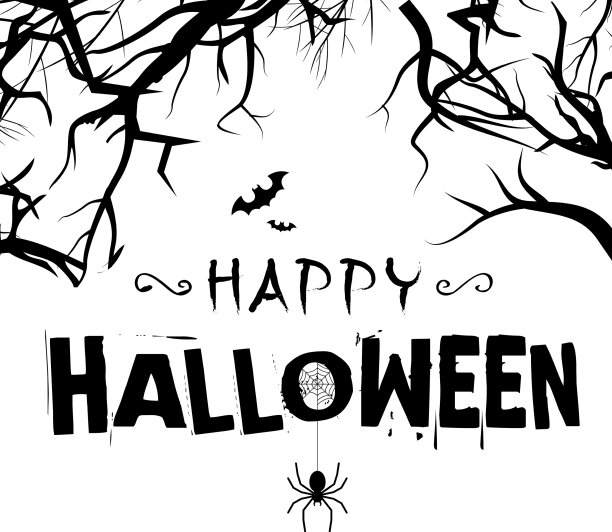 万圣节蜘蛛树的树枝背景vec图片下载