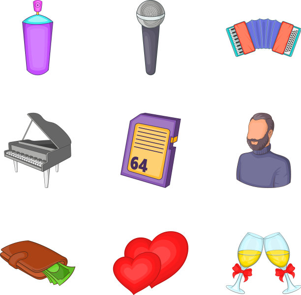 伟大的感情图标设置卡通风格图片下载