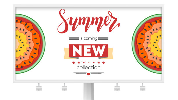 新的夏季收集广告牌与半半的图片下载