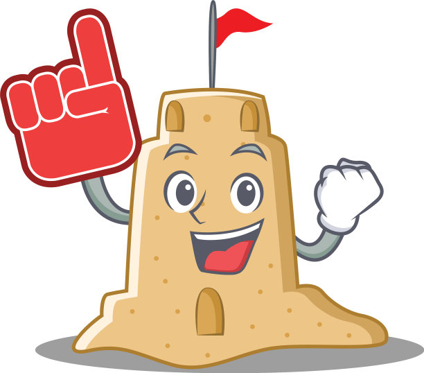 泡沫手指沙堡人物卡通风格图片下载