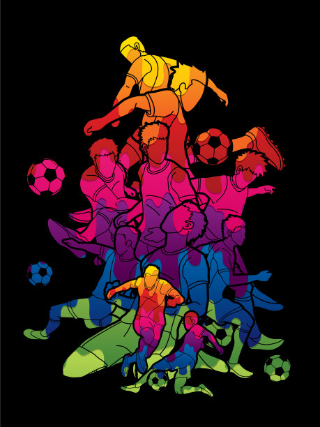 足球队组成足球运动员动作图片下载