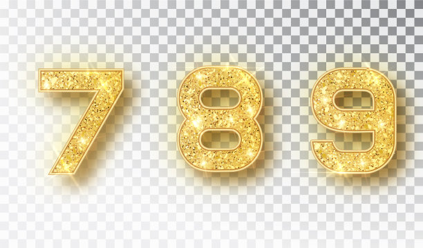 789闪光排版设计黄金闪闪发光图片下载
