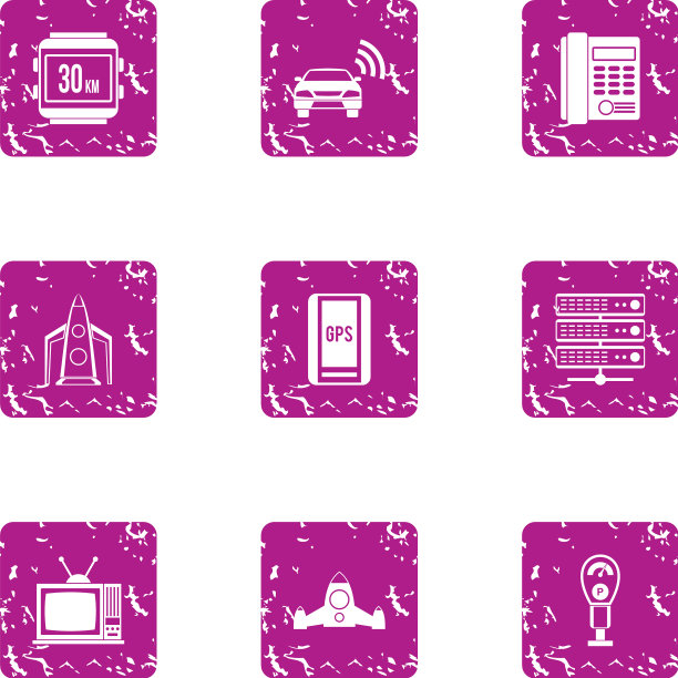 当代城市图标设置垃圾摇滚风格图片下载