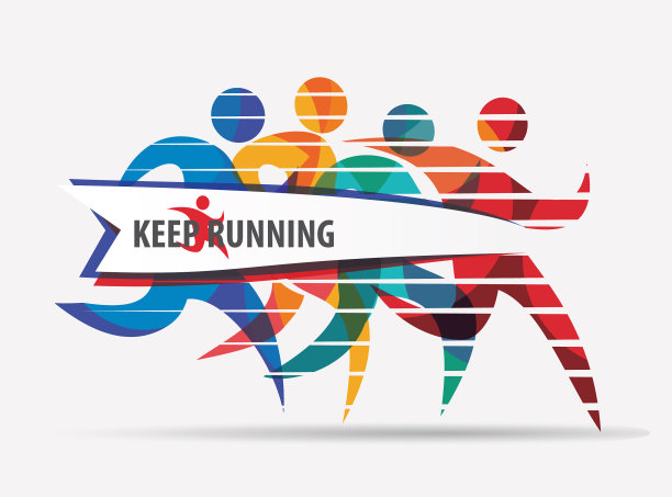 跑步的人一套程式化的剪影运动图片下载